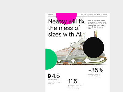 Website for sneaker app Neatsy AI 2021 2021 trend interface landing landing page landing page design landingpage product design sneaker sneakerhead sneakers trend trendy typography ui web web design webdesign website website design