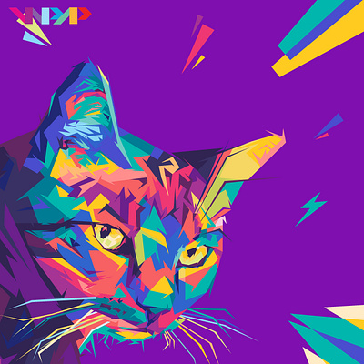 Cat in wpap pop art amazing animal art artwork cats character colorful creative illustration pet pop art popart popular portfolio portrait poster print wpap