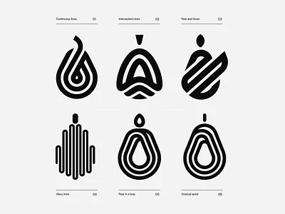 Pear Logo Designs abstract adobe best brand clever design fruit logo fruits identity lines logo logos logoset mark pearl pears sketches smart symbol versions