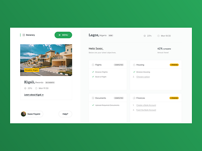 Dashboard: Japa.com dashboard minimalist to do travel ui