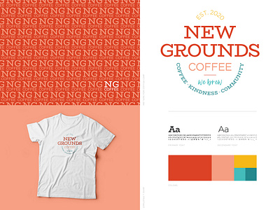 New Grounds Coffee Branding adobe illustrator coffeeshop colorpalette design flat graphic graphic design graphic designer illustrator logo logo design logos logotype monogram monogram design tshirt tshirtdesign typography typography logo vector