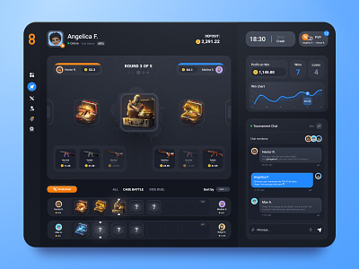 Fat Lootz roulette: Case Battle battle bets betting box casino chest counter strike crash cs go dark ui esport gambling game lottery player product design roulette tournament uiux web design