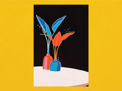 bright plants bright creative design digital art funky home decor illustration illustration art illustrations illustrator minimal minimal illustration minimalistic design plants simple simple series table vase vector art