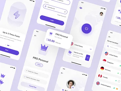Viyasa - VPN App UI Kit app app design app ui interface internet app mobile modern network simple ui ui design ui kit ui ux ui8 uiux ux ux design viyasa vpn vpn app