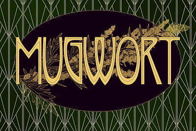 Mugwort design herbal tea label design retro rivanna text typography