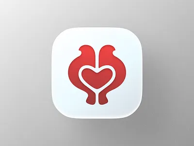 Love Doves icon! app big sur bird brand branding dove heart icon illustration ios logo logo design logodesign love mark negative space nest pigeon symbol wings
