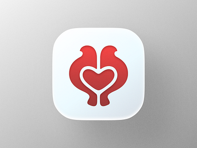 Love Doves icon! app big sur bird brand branding dove heart icon illustration ios logo logo design logodesign love mark negative space nest pigeon symbol wings