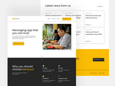 Chatting App Landing Page chat chatting design emoticon icon landing page talk ui ui design uiux website website design websites yellow