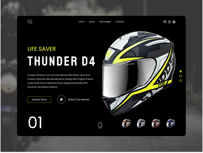 Bike Helmet Landing Page abstract app design landing page landing page design landingpage new design ui ui design uiuix ux web app web ui web uiux webdesign website