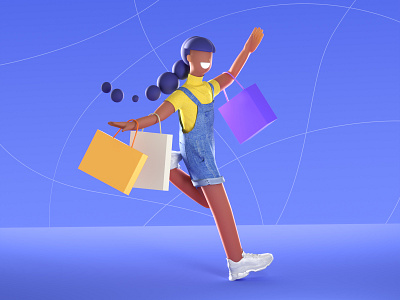 shopping girl 3d c4d characters colors run