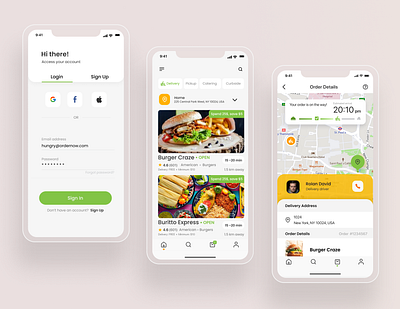 Food Delivery Mobile App app design card product chips delivery design driver app food food app login design login screen design map mobile ui mockup order food ordering sign in sign up ui uiux ux