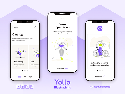 Sport Illustrations fitness fitness app gym illustrations mobile sport sport illustration sports vector website