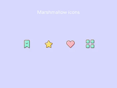 Marshmallow icons cartoon design essentials glass icons lines style svg unicorn