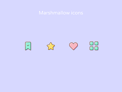 Marshmallow icons cartoon design essentials glass icons lines style svg unicorn