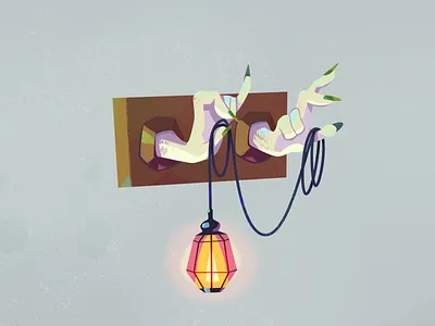 Lamp arm art cartoon color concept creepy hand horror icon illustration lamp lantern light nail photoshop props scary