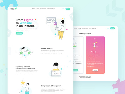 InstantWebsite Project Redesign colors design desktop figma hero home screen homepage instantwebsite plugin princingpage productdesign ui design uibucket uidesign uiux website