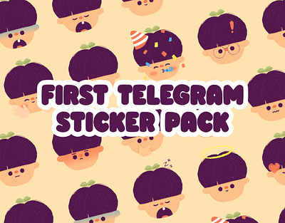 Sticker Pack branding cute design graphic happy illustration kawaii kawaii art kid minimal pastel people portrait sticker telegram