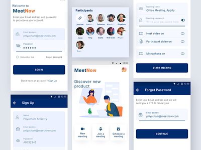 MeetNow App Design android app design app design chatting communication interface design interview meet meeting app meeting room messaging mobile app design social media ui ux video call