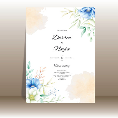 wedding invitation background card design elegant floral flower frame invitation template vector