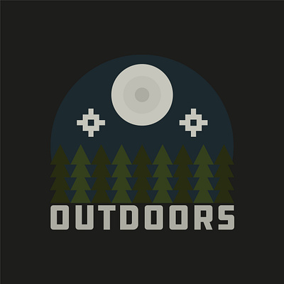 Outdoors badge badge brand design draw drawing forest graphic design icon identity illustrate illustration logo moon nature outdoors stars trees woods