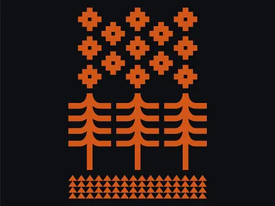 Orange forest print badge brand design draw drawing forest graphic design grass identity illustrate illustration logo nature outoors print stars trees woods