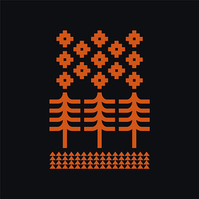 Orange forest print badge brand design draw drawing forest graphic design grass identity illustrate illustration logo nature outoors print stars trees woods