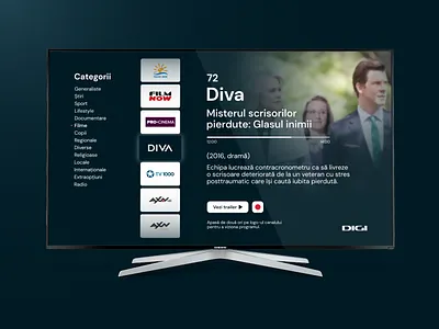 STB interface concept cable cable tv channels concept concept design dark blue design digi digi romania digi tv flat flat interface iptv iptv box live tv set top box stb tv app tv box tv interface