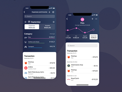 Concept of banking app analytics app bank banking banking app clean design expenses income ios mobile transaction ui