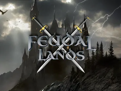 Feudal Lands Videogame design illustration logo typography
