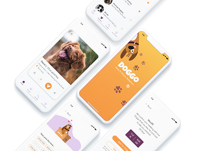 DOGGO- A dog adoption app animation app design icon illustration ui ux