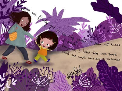 The joy of a purple garden characterdesign childrenbook childrenbookillustration design illustration picturebook