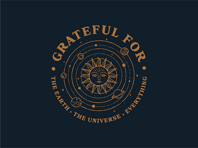 Grateful for the universe branding cosmos illustration line work logo planets sun t shirt universe