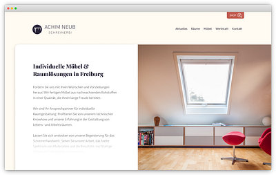 Redesign Schreinerei Achim Neub beige carpenter carpentry creme design minimal warm webdesign