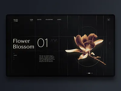 Flower Blossom | Landing page beautiful concept contrast dark theme design floral flower gold golden kate landing landing page photoshop style ui uiux ux webdesign