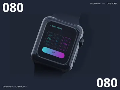 Daily UI 080 - Date Picker daily 100 challenge daily ui daily ui 080 daily ui challenge dark ui date picker design illustration illustrator smart watch ui