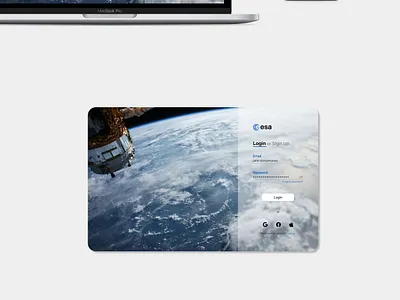Login Page - European Space Agency dailyui esa europeanspaceagency glassmorphism login onepull sign up space uxui
