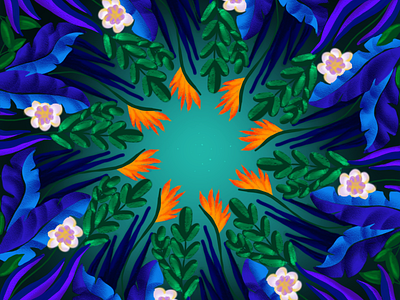 Greens digital flowers illustration plants