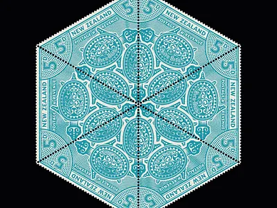 Vintage stamp design stamp tessellation turtoise