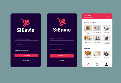 SiEnvio app food delivery app delivery logo design food