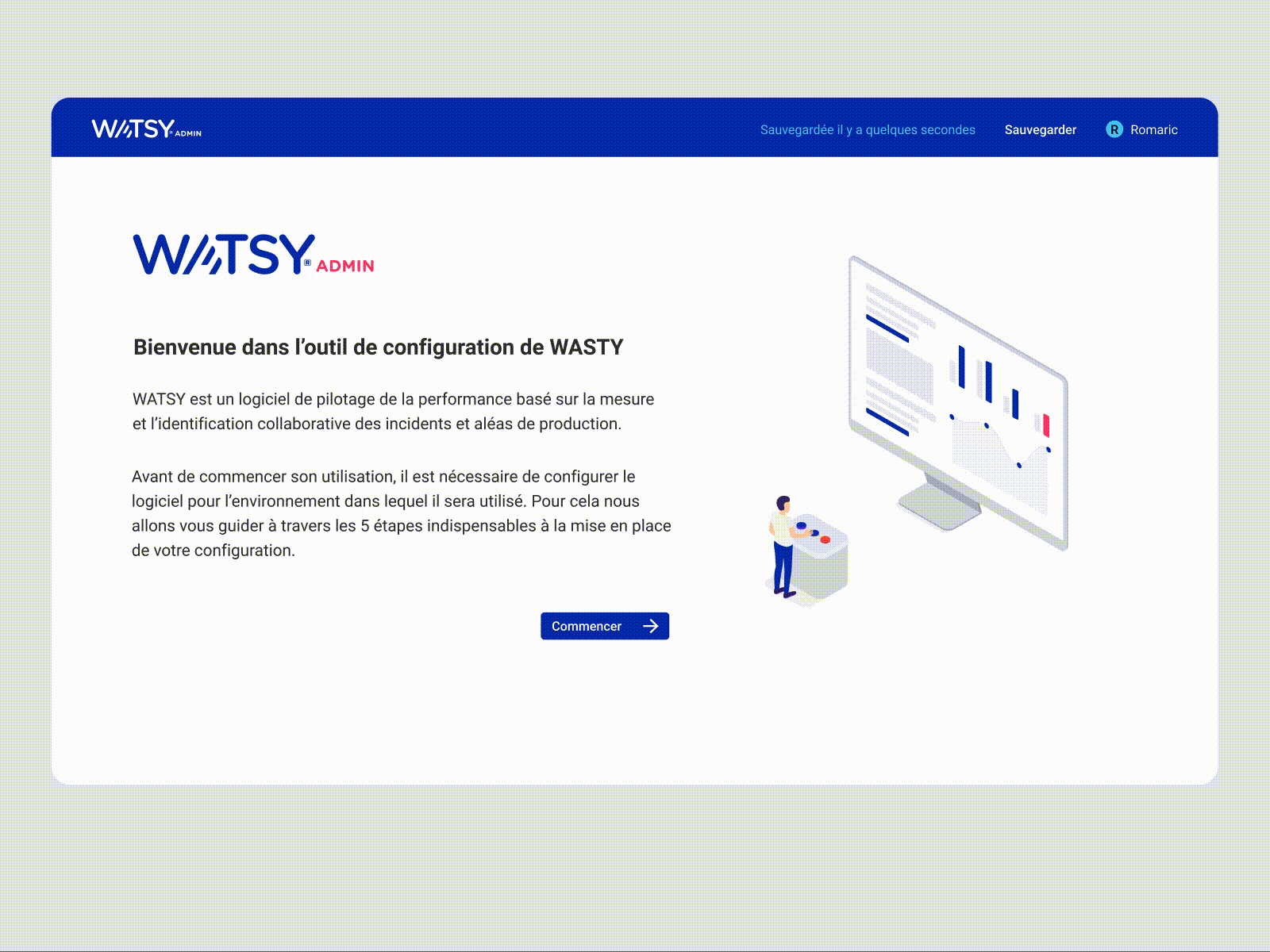 Bienvenue dans l'outil de configuration autosave blue clean designs fabrics figma flat funnel illustrator industrial industry isometric illustration motion onboarding screen saas saas web design ui ux ux