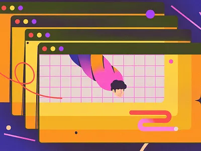 Surfing through Internet character illustration inspiration internet net surfing web windows