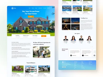 Real Estate Company Landing Page | Version 2 android branding creative design gradient illustration ios landing page mobile app design product design real estate landing page redesign responsive typography ui design ui ux design visual design