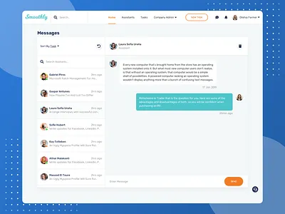 Chat/Messenger - Smoothly Web App case study chat chatting conversation design system interface message messaging saas sketch sketchapp ui user experience user flows user interface user personas ux web app web interface wireframes