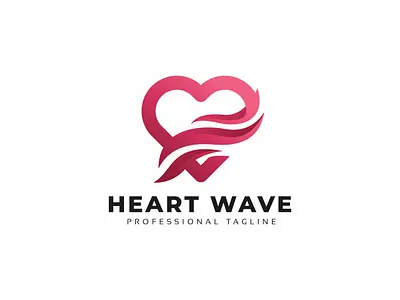 Heart Wave Logo brand branding care clean colorful corporate creative dating design gift shop heart heart logo love loving modern professional romance romantic simple