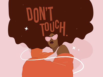 Don't touch my hair. black girl illustration black illustrations bold colorful illustration flat flat color flat design flat illustration illustration minimal