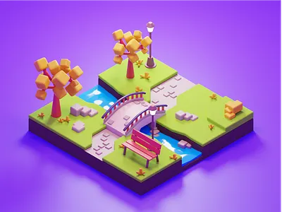 Playful park 3d blender blender3d low poly