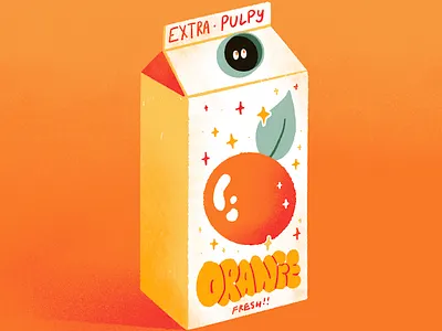 Extra Pulpy cute flat illustration food fruit illustration juice orange orange juice procreate texture