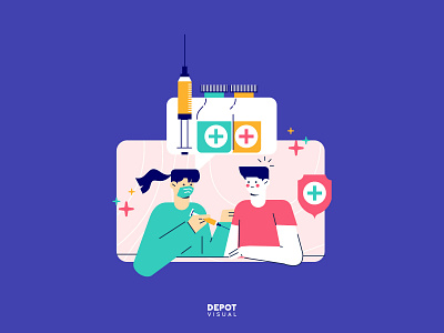 Aw, Vaccination! character doctor flat illustration illustration medical medicine people vaccination vaccine