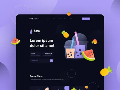 Taro Proxies Site branding design graphic design illustration minimal ui ux vector web website