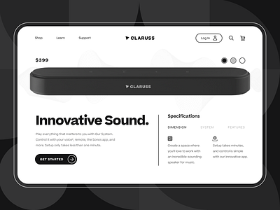 Claruss - Smart Bluetooth Speaker Product Page UI/UX 3d ai artificial intelligence black bluetooth bluetooth speaker business loudspeaker music pricing product design smart speaker sound sound system speaker startup ui ux web design wireless